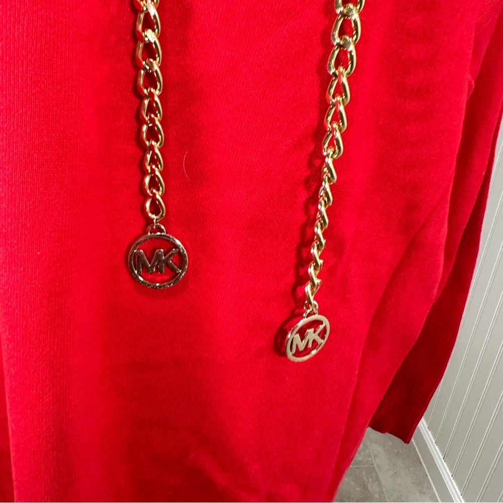Michael Kors Red sweater dress with hood, size Large - Picture 15 of 16